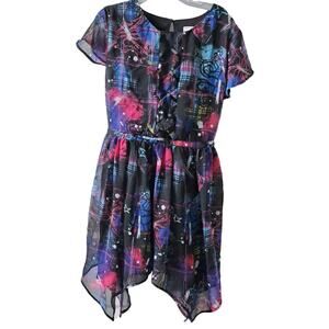 D-signed Blue Black And Pink Short Sleeve Dress Size 6